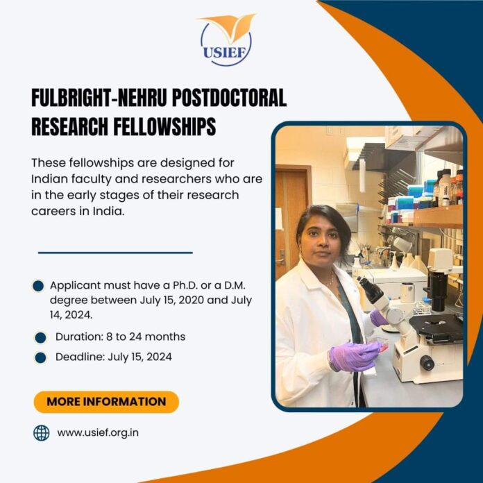 Fulbright-Nehru Postdoctoral Research Fellowships 2025:2026